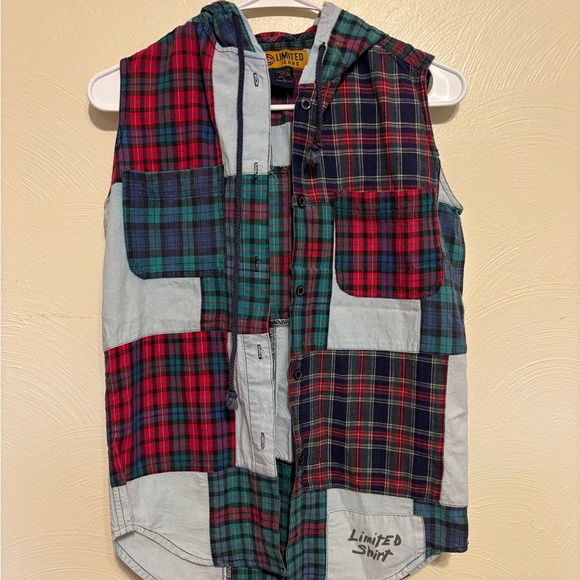 The Limited Tops - Limited Jeans Plaid Patchwork Hoodie